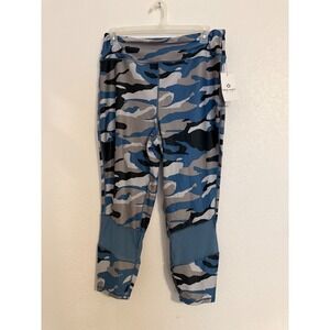 Nine‎ West Active Women's 2X Blue Camouflage Mesh Panel Athletic Leggings